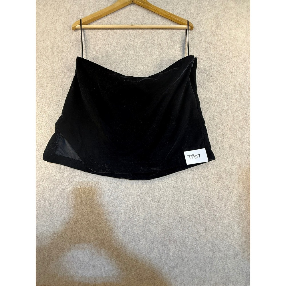 Free People Black‎ Velvet Mini Skirt Side Slit Size 8 NWT